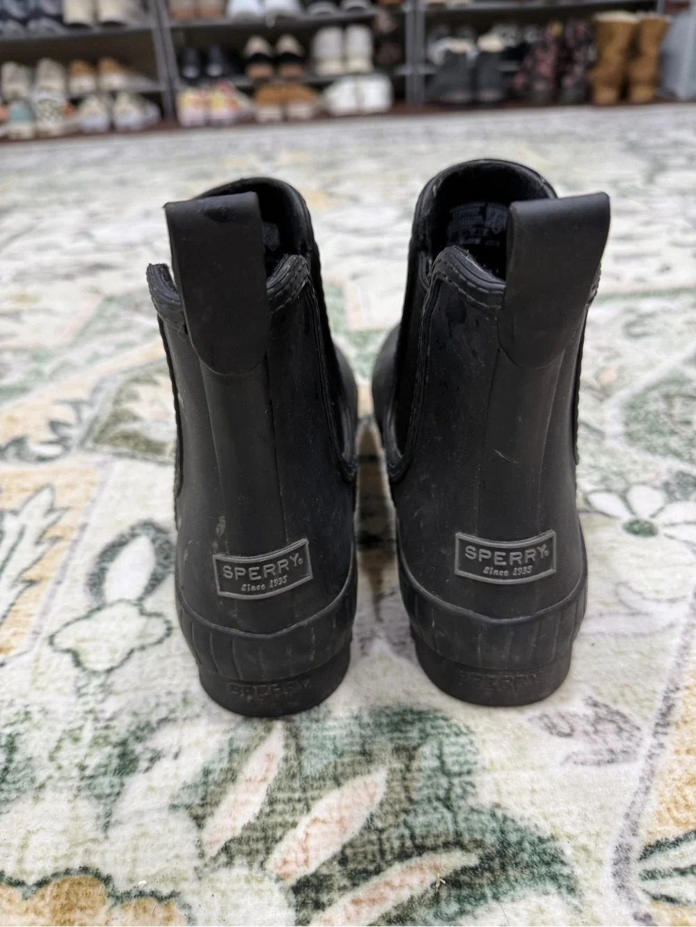 Sperry Matte Black Slip-On Chelsea Rain Boots